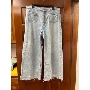 PAIGE Light Blue Wide Leg Denim Jeans